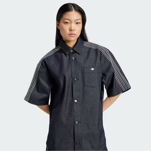 adidas Originals Short Sleeve Denim Indigo Shirt Women's Sz Small  JJ3146